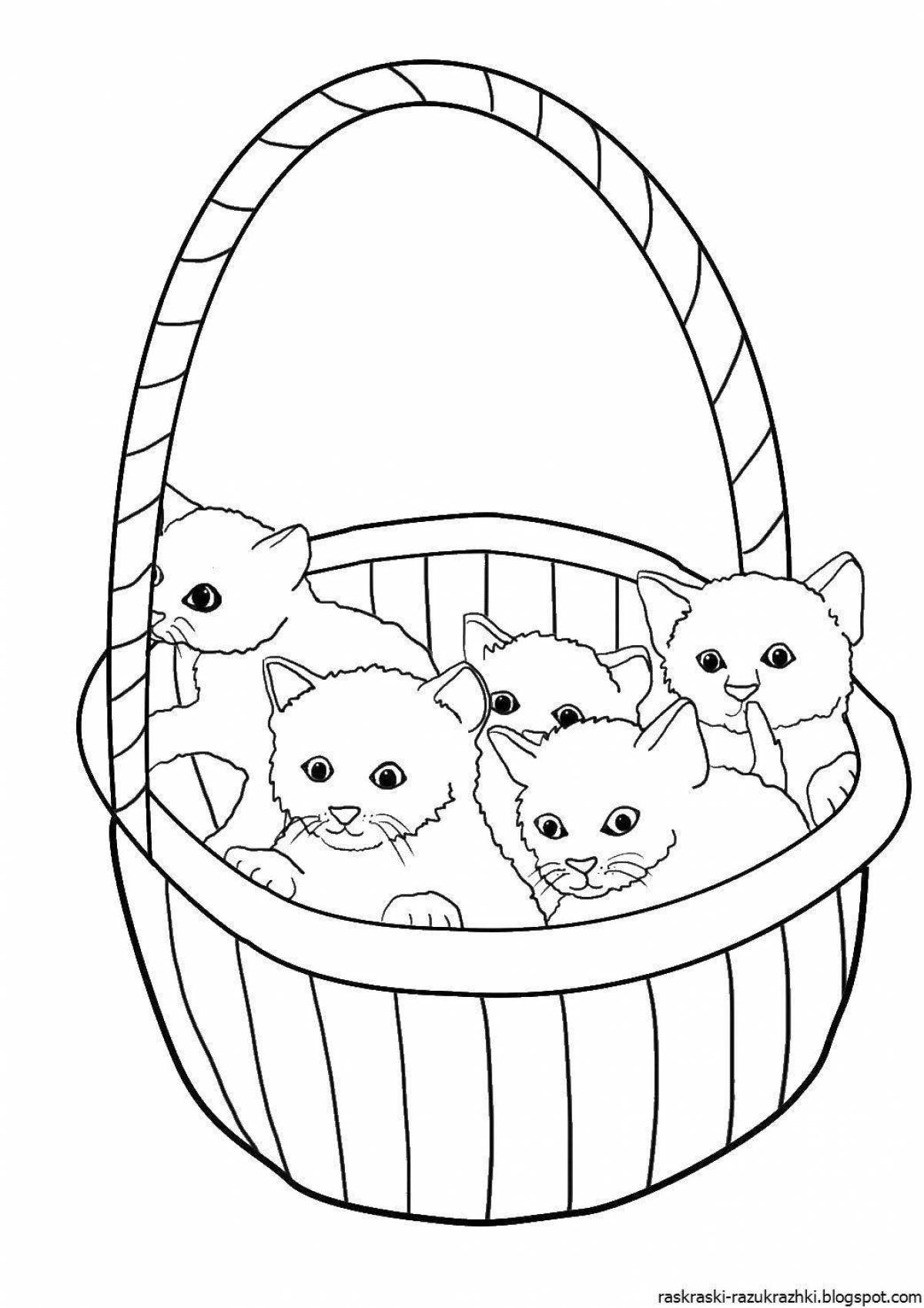Snuggly little cat coloring page