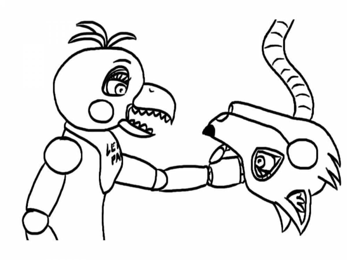 Chica's playful animatronic coloring book