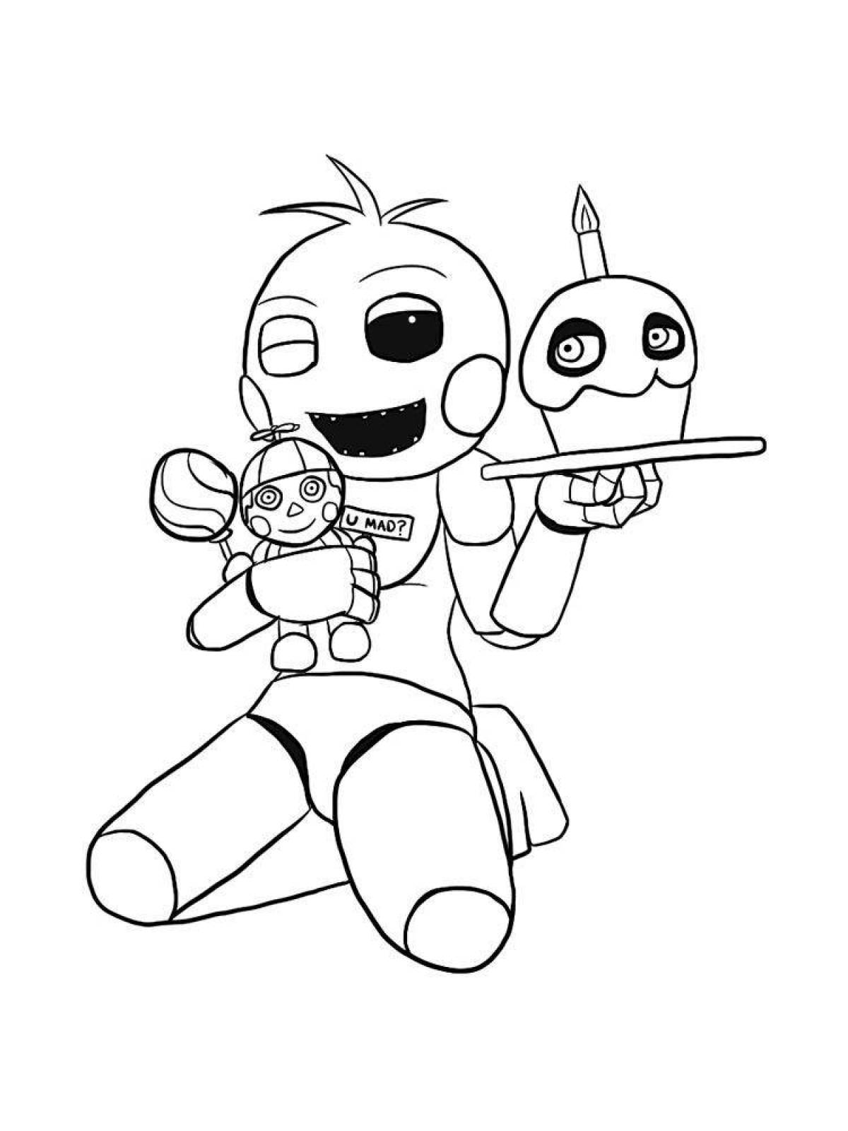 Chica's funny animatronic coloring book