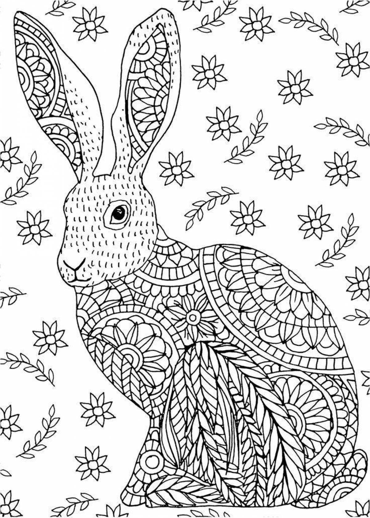 Colorful anti-stress rabbit coloring book