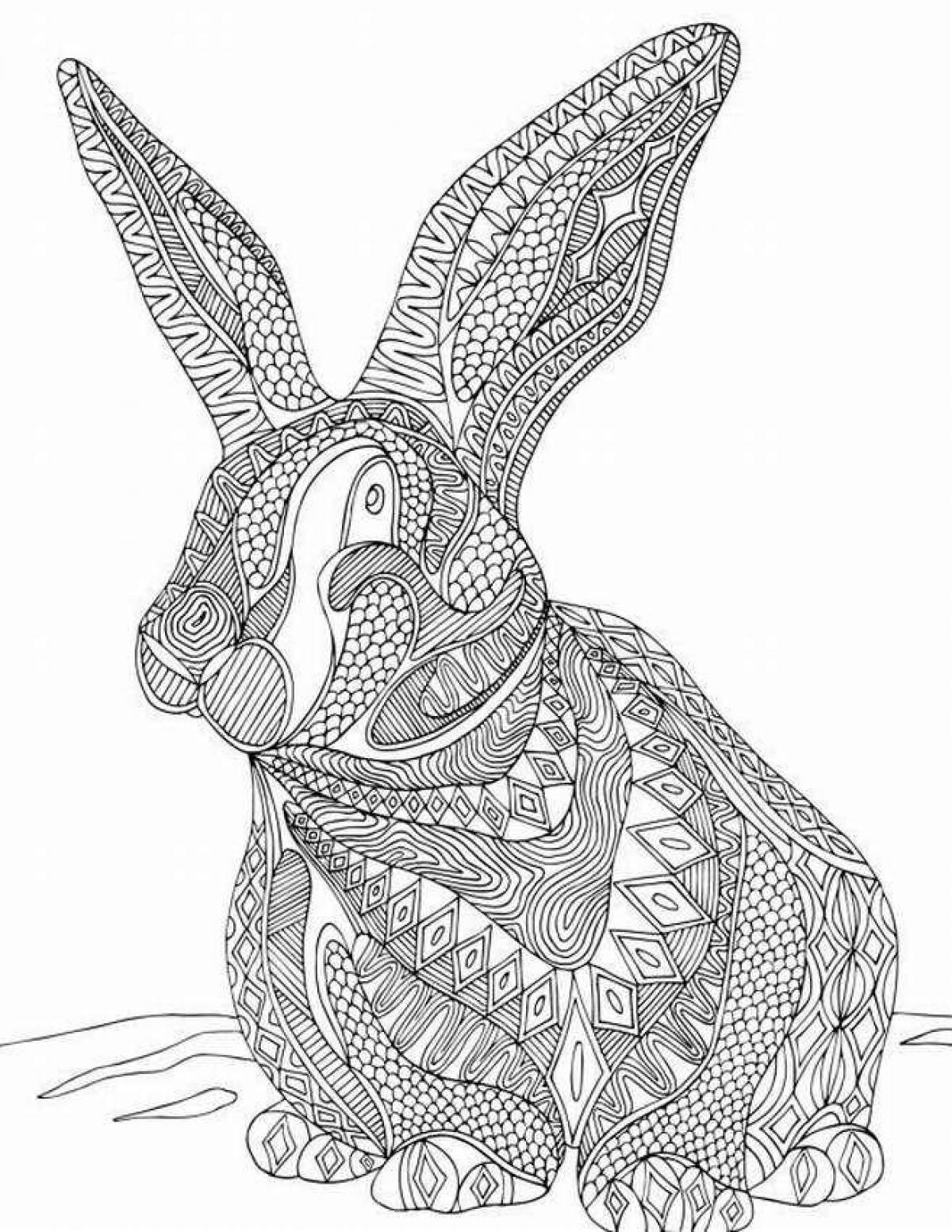 Coloring book joyful anti-stress rabbit