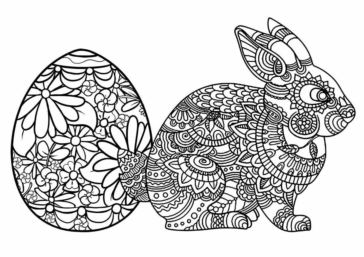 Coloring book calming anti-stress rabbit