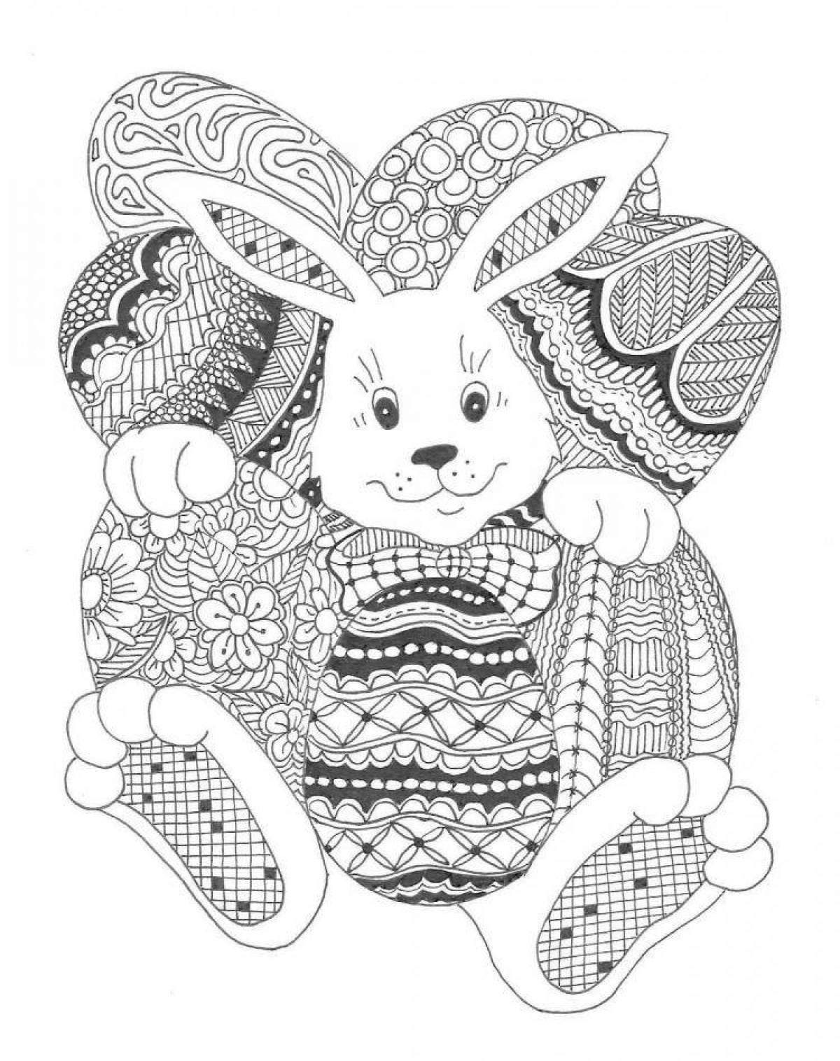 Раскраска сияющий антистрессовый кролик