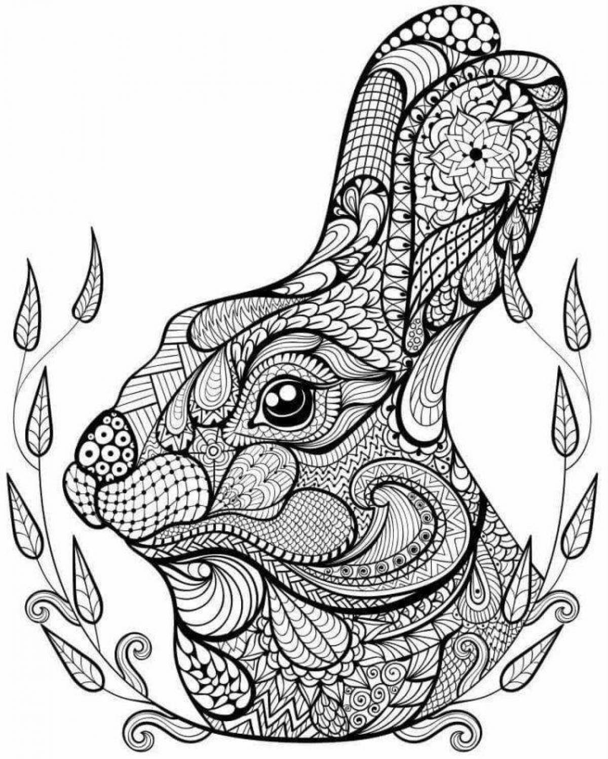 Раскраска волшебный антистрессовый кролик