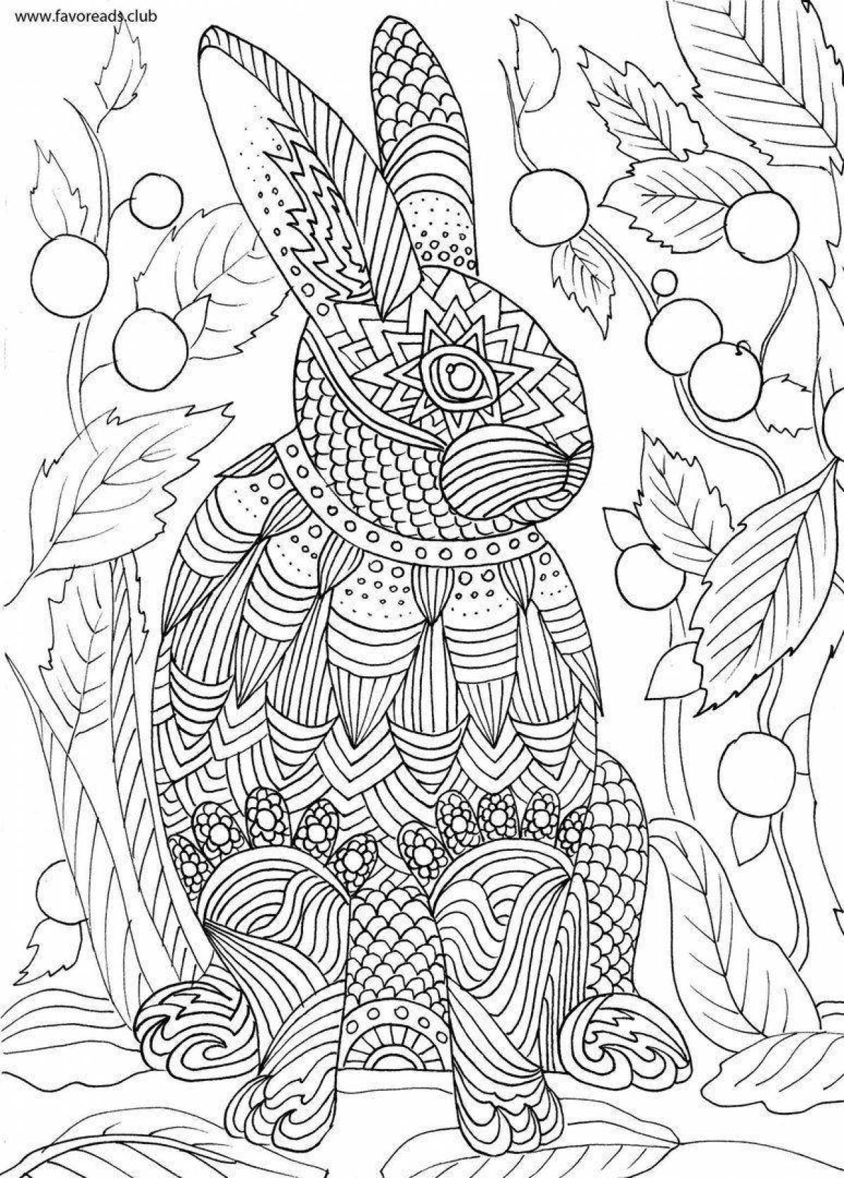 Exciting anti-stress rabbit coloring book