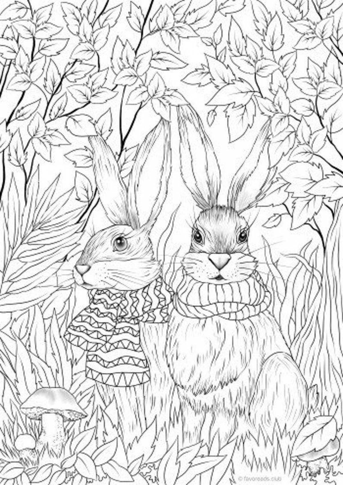 Вдохновляющая антистрессовая раскраска кролика
