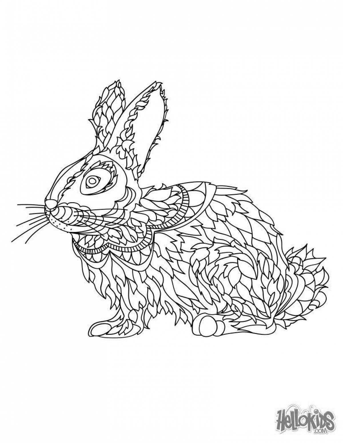 Invigorating anti-stress coloring rabbit