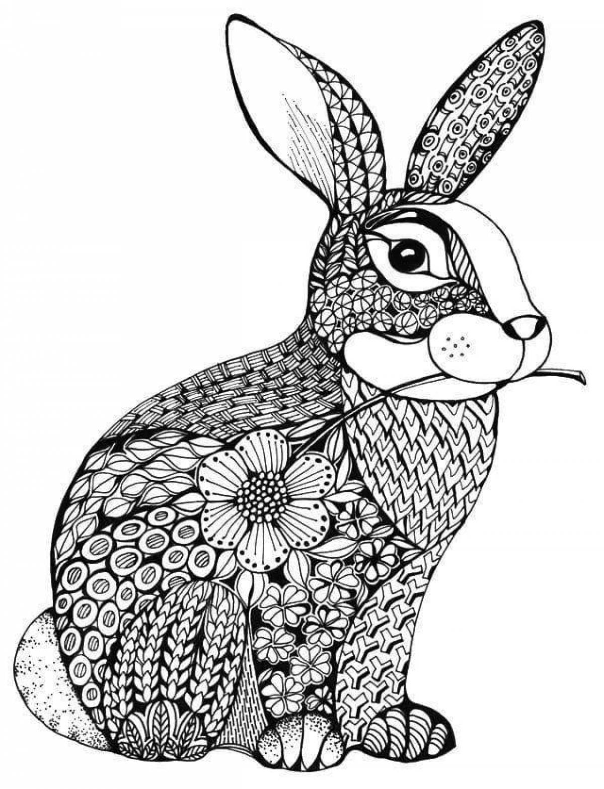 Раскраска гармоничный антистрессовый кролик