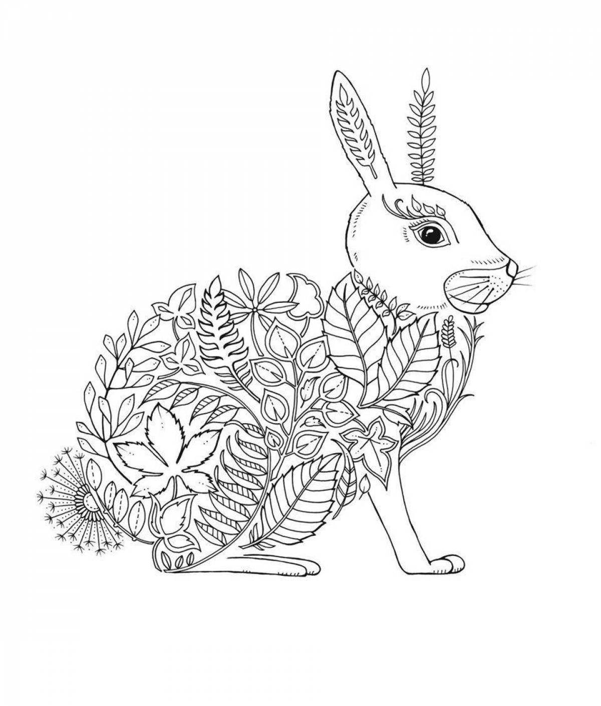 Раскраска блестящий антистрессовый кролик