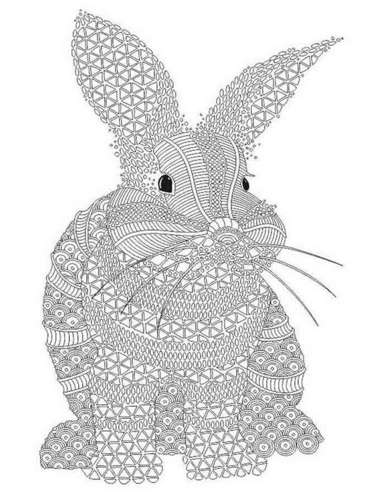 Изысканная антистрессовая раскраска кролика