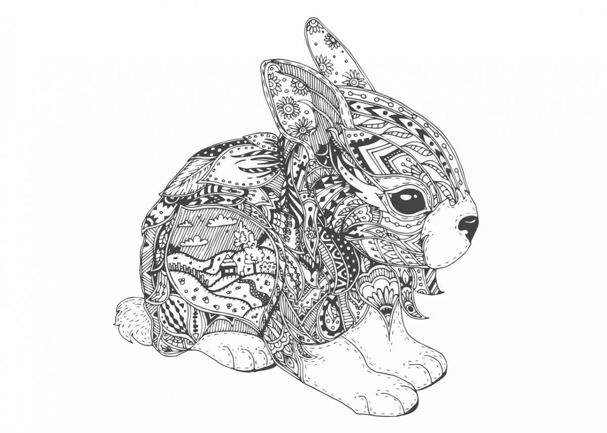 Восхитительная антистрессовая раскраска кролика