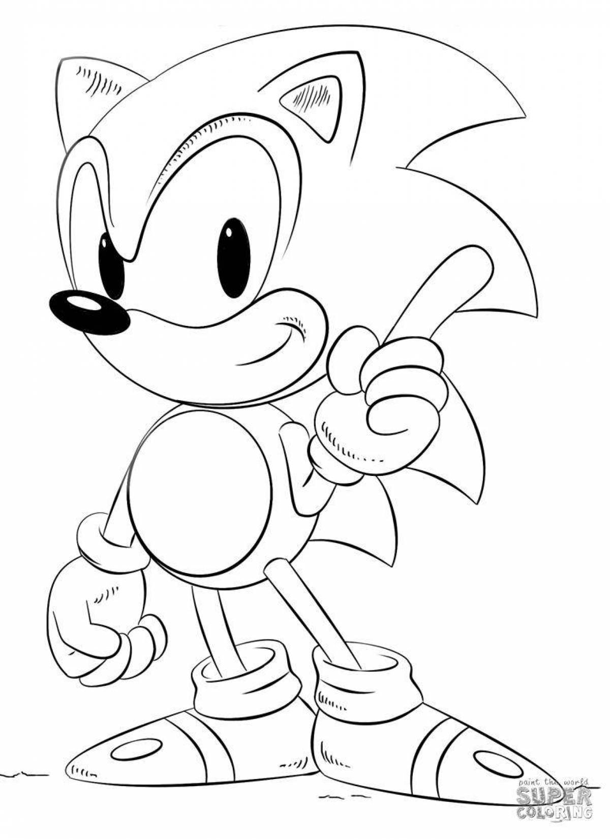 Colorful coloring drawing of sonic