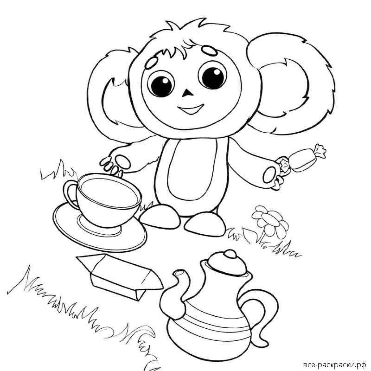 Joyful cheburashka with oranges