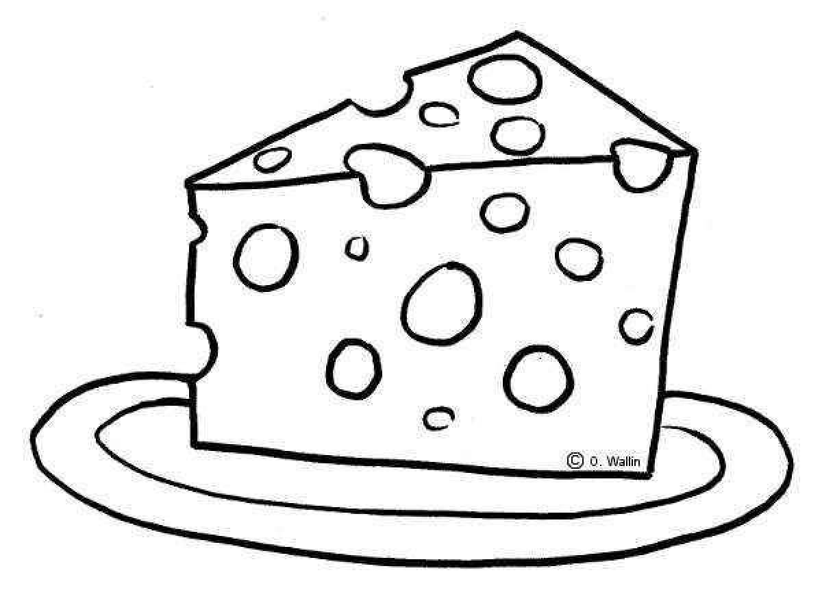 Cute cheese coloring page for kids