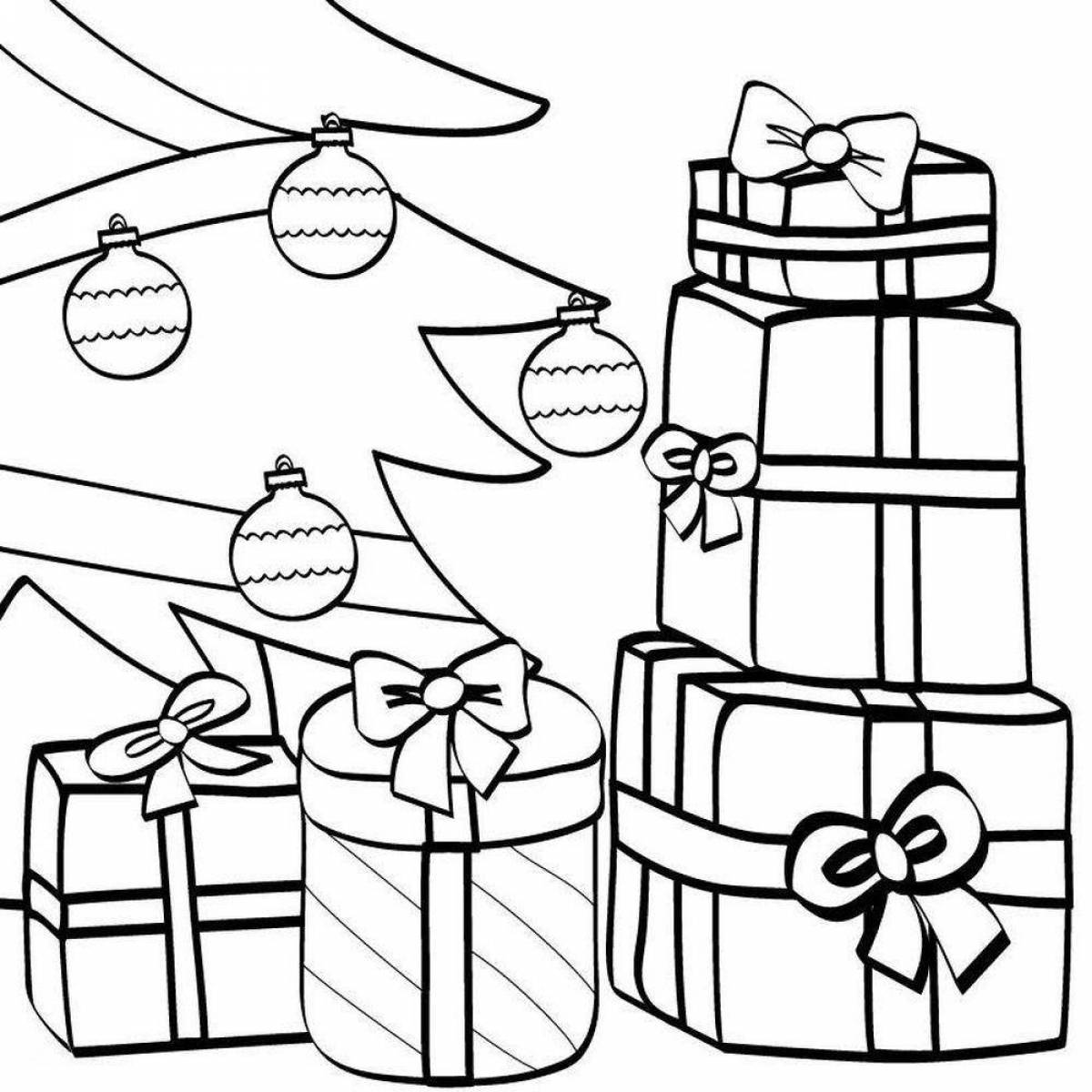 Fun coloring tree with gifts
