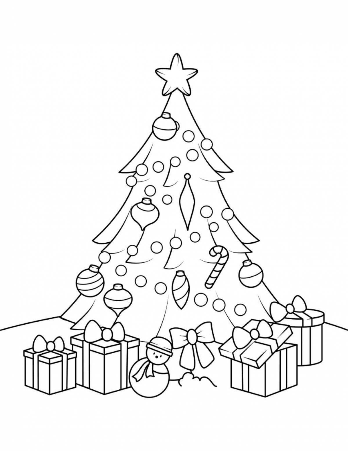 Animated coloring tree with gifts