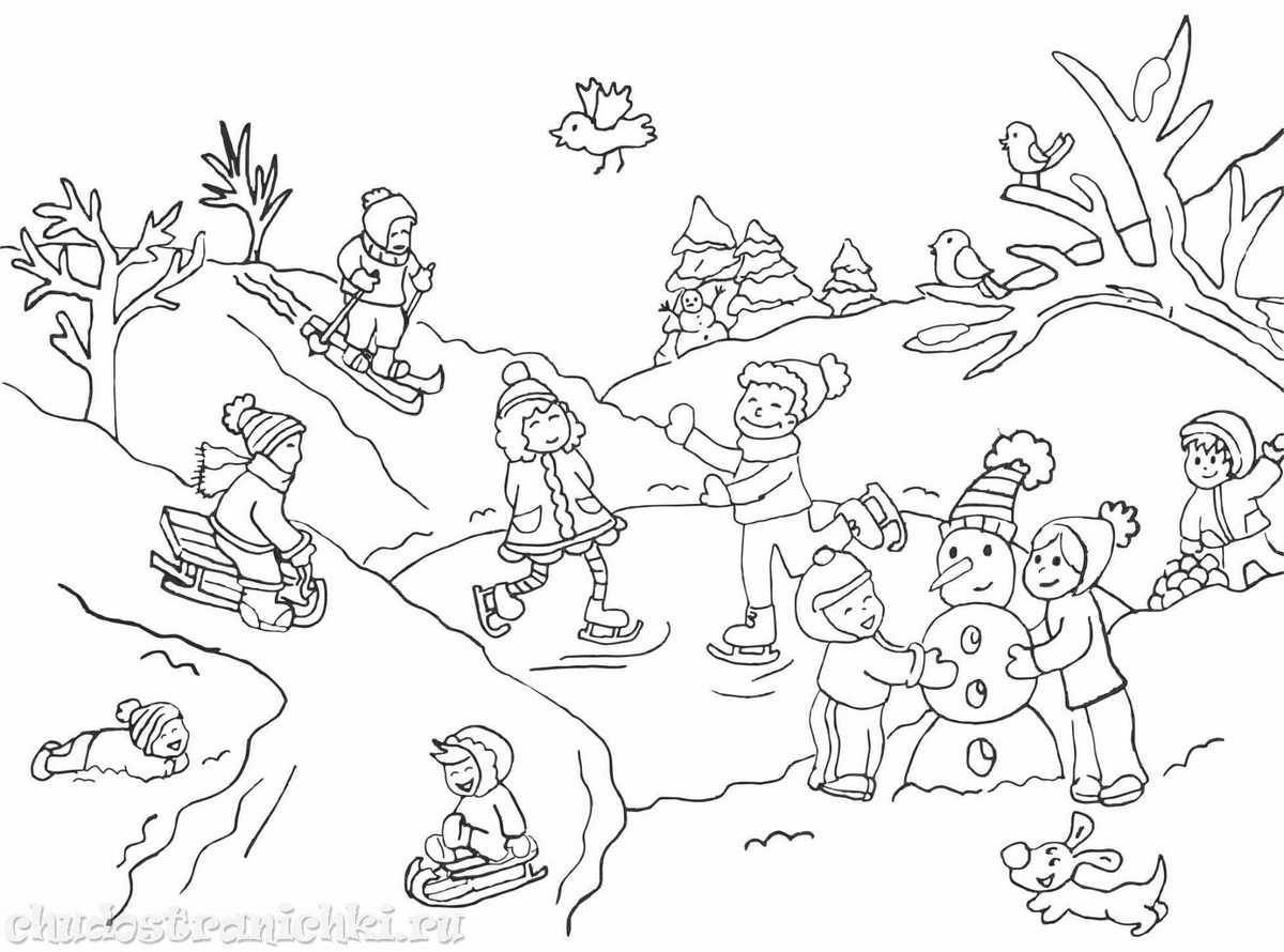 Glowing coloring pages winter fun senior group