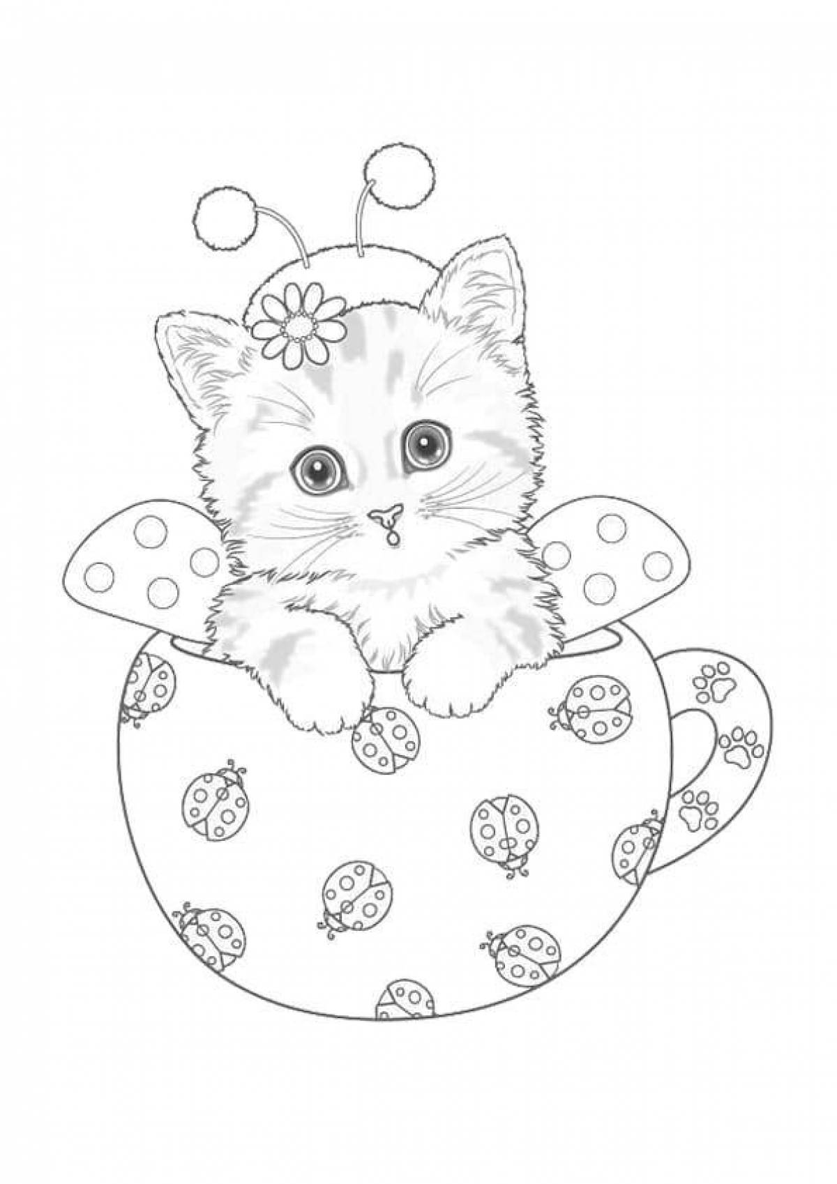 Playful coloring cute cats for girls