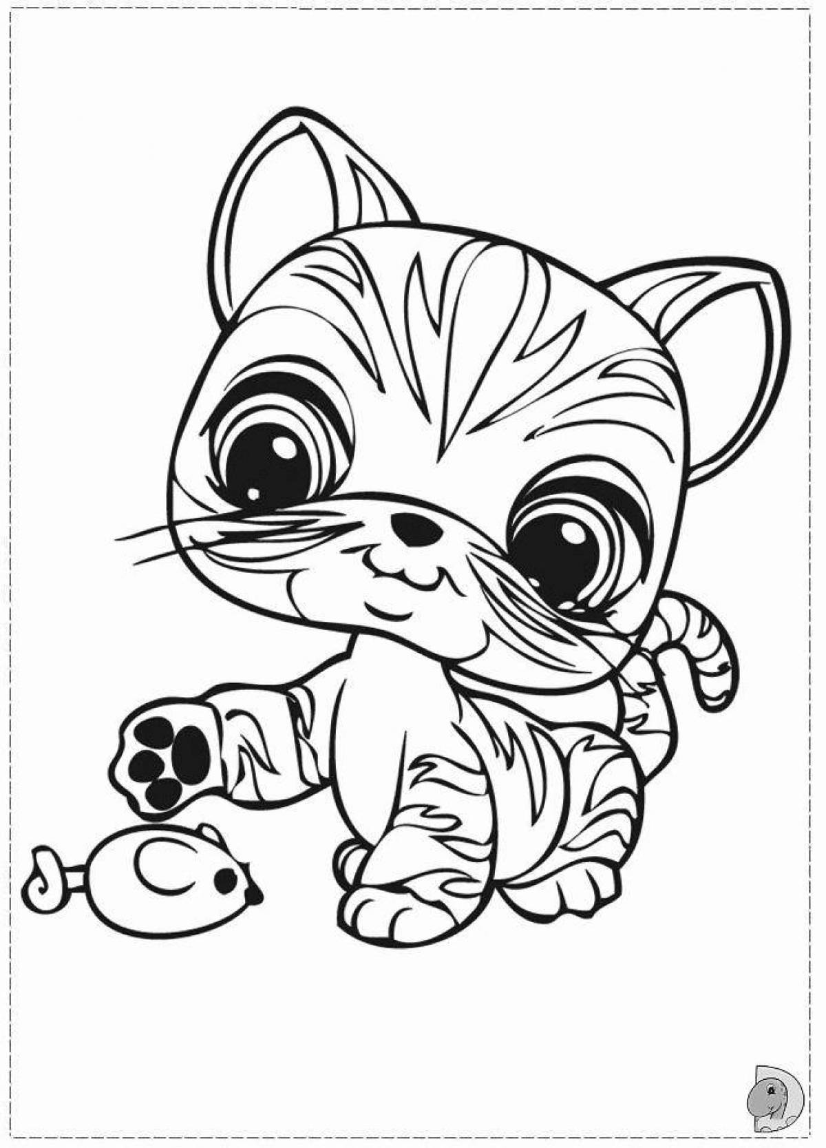 Радостная раскраска милые кошки для девочек