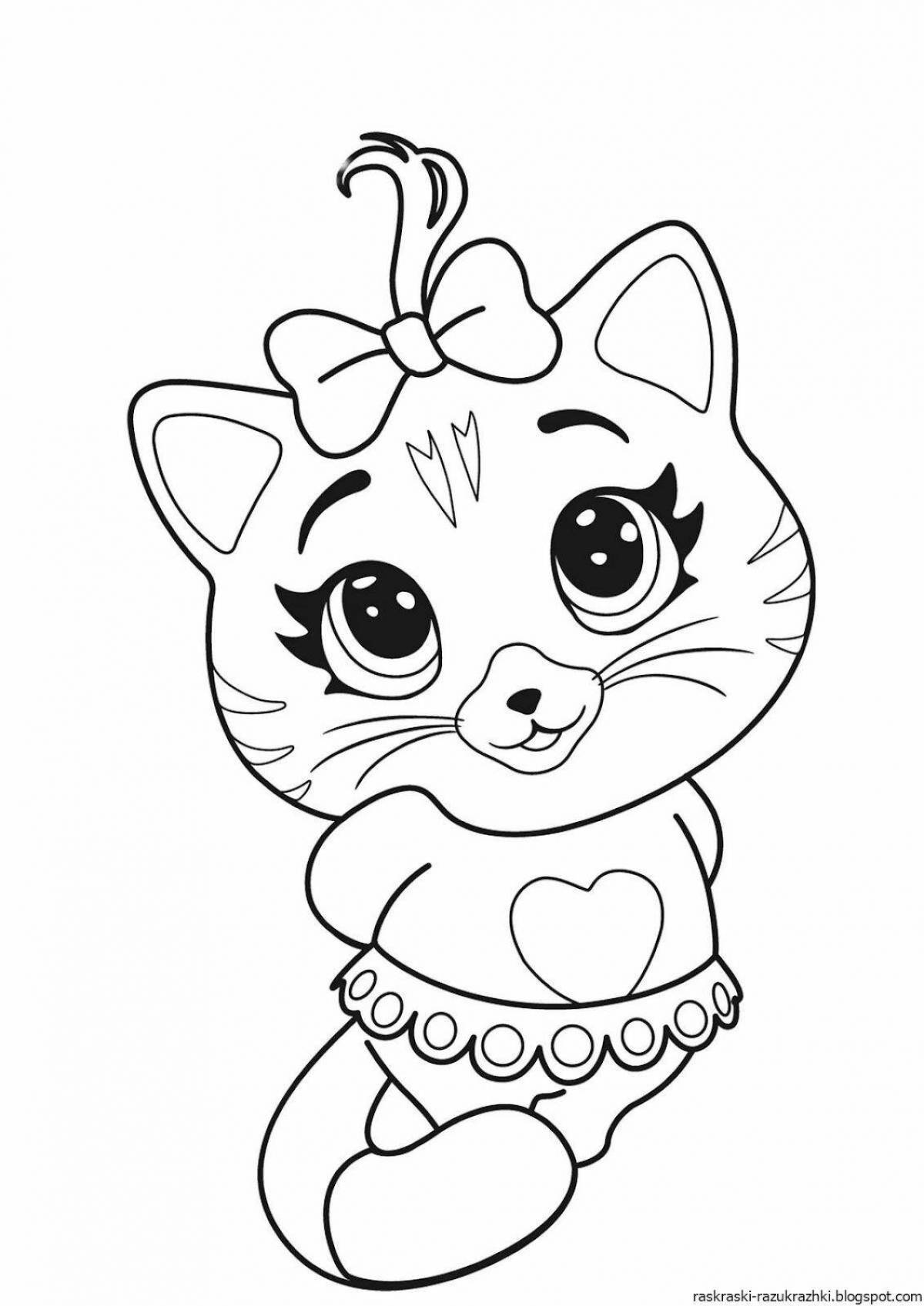 Fluffy coloring cute cats for girls