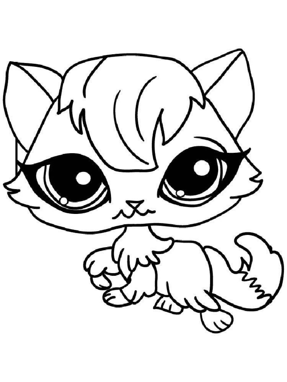 Snuggable cute cat coloring pages for girls