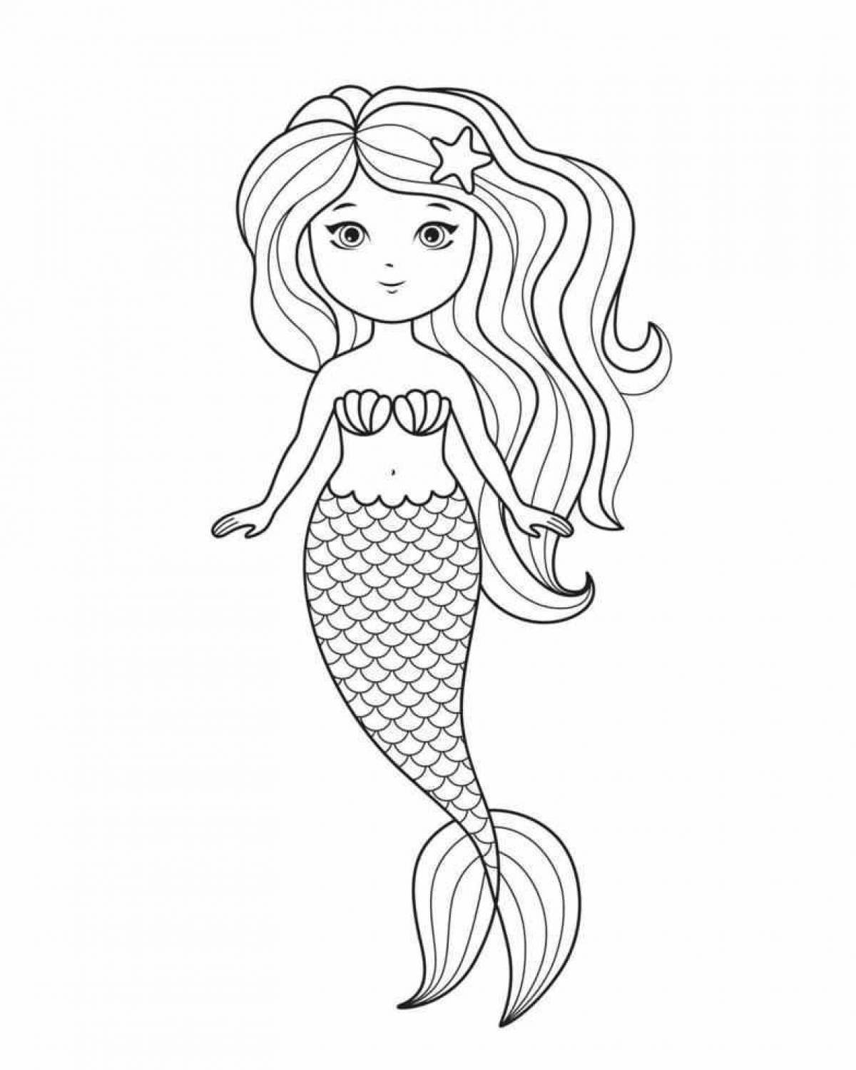 Cute little mermaid coloring book for 3-4 year olds