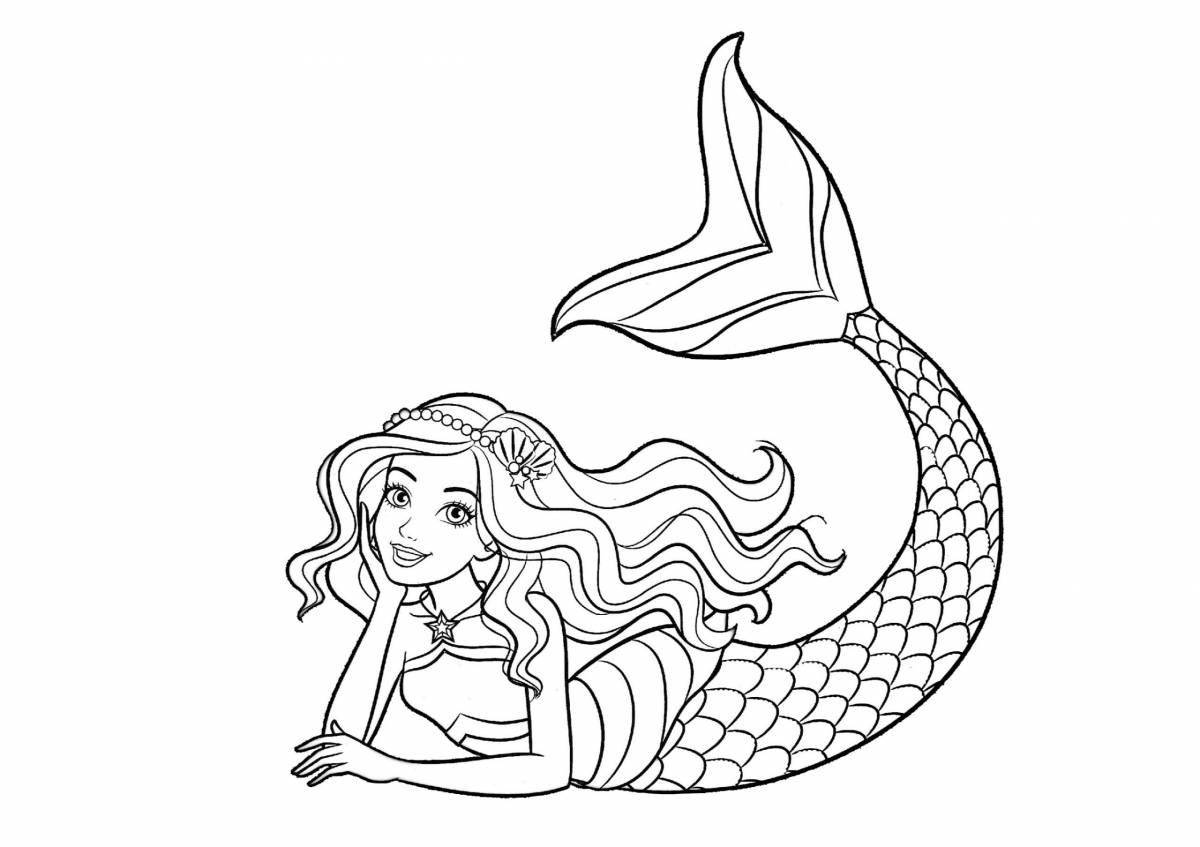 Bright coloring mermaid for children 3-4 years old