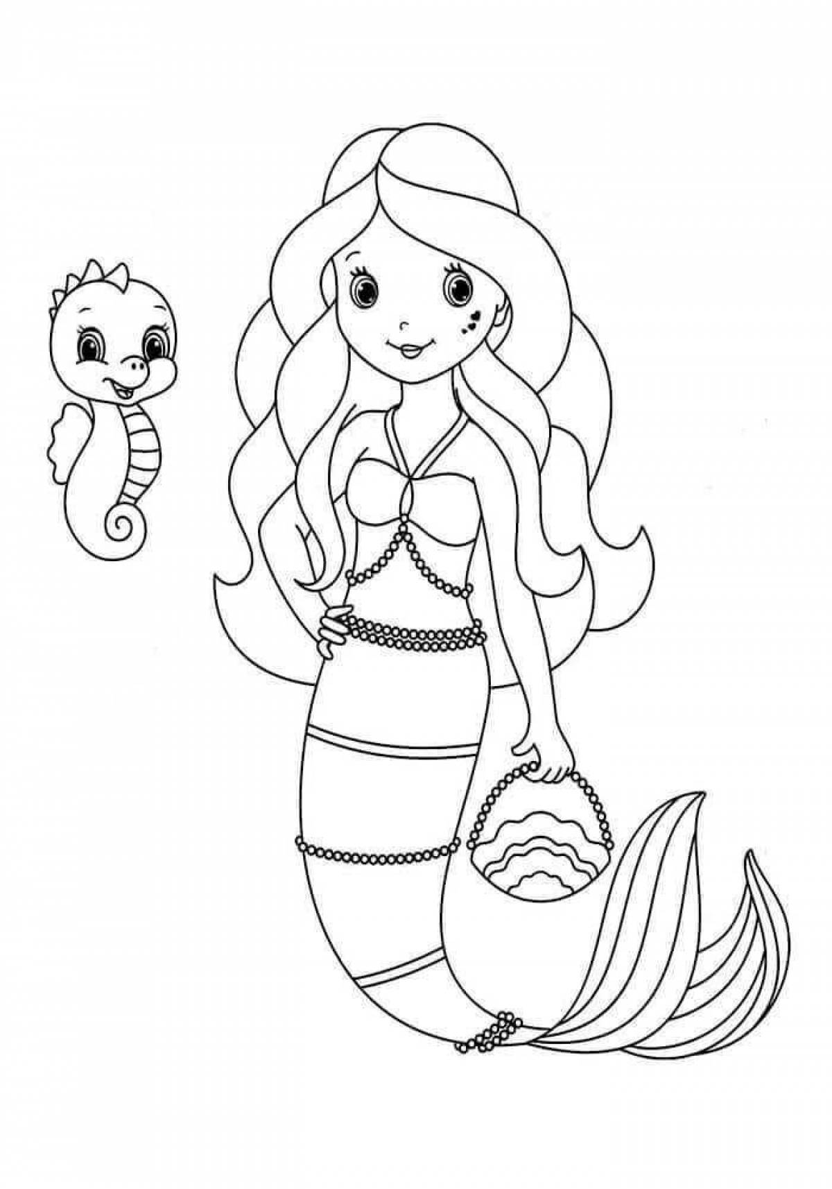 Funny little mermaid coloring book for kids 3-4 years old