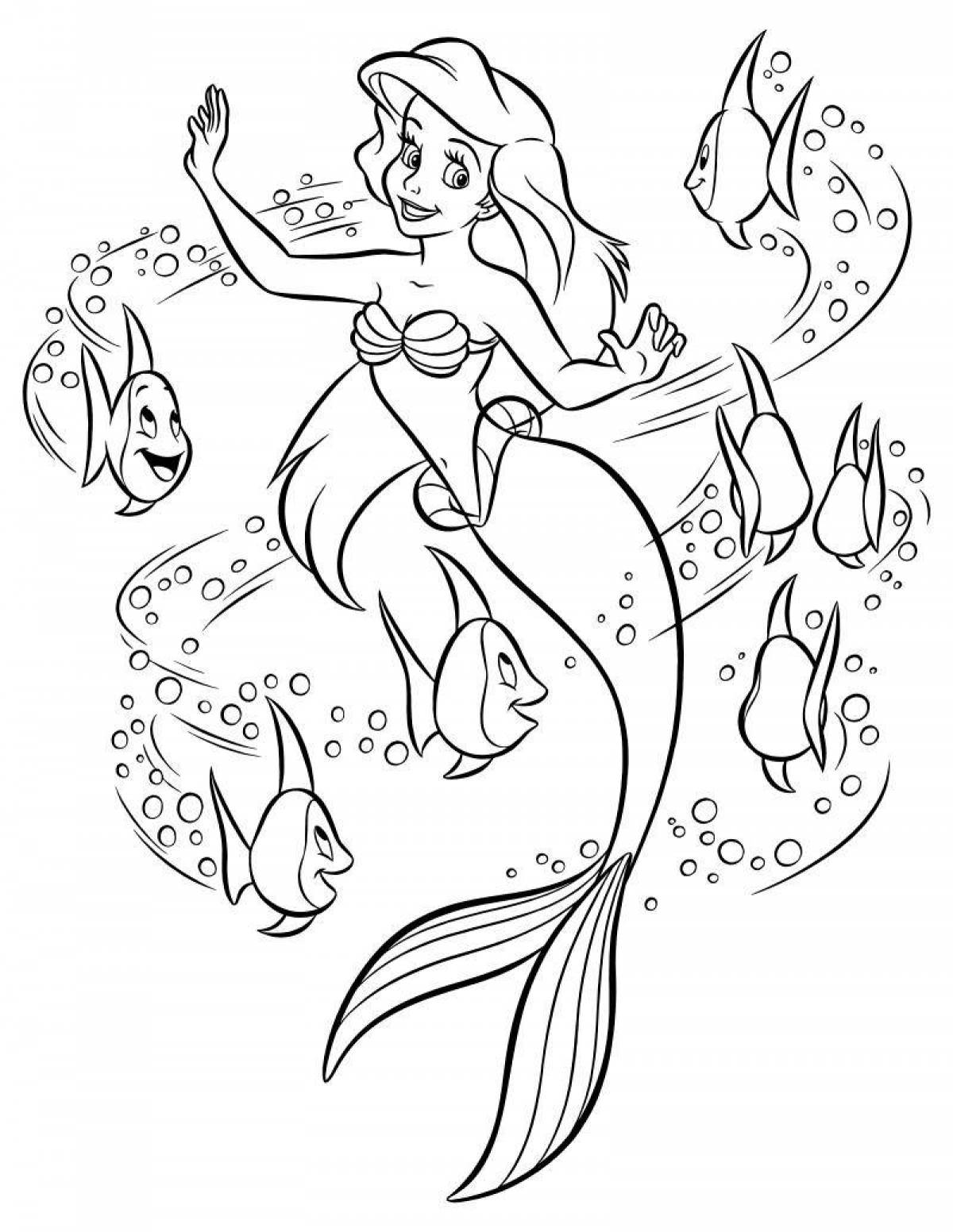 Animated mermaid coloring book for children 3-4 years old