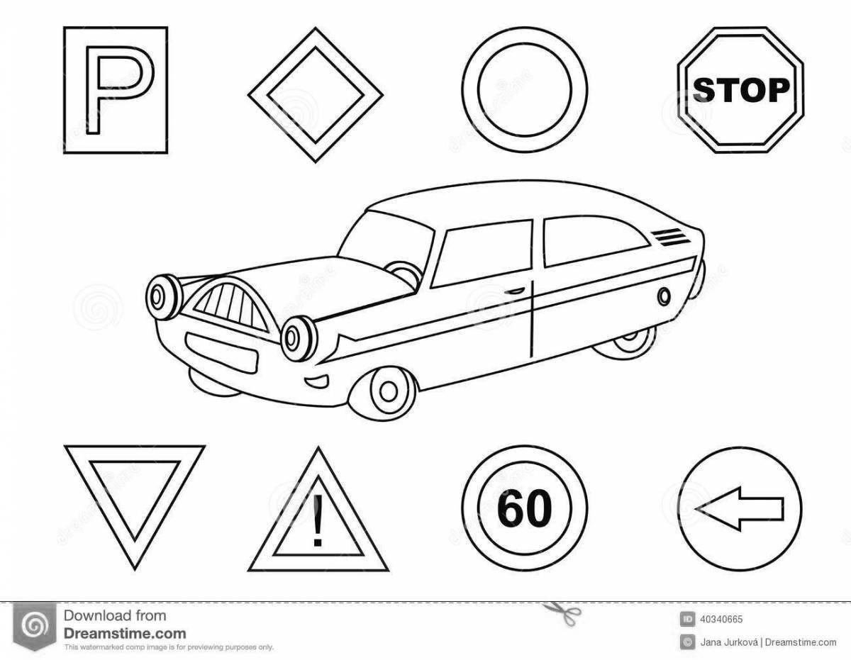 Traffic signs coloring page for 5-6 year olds