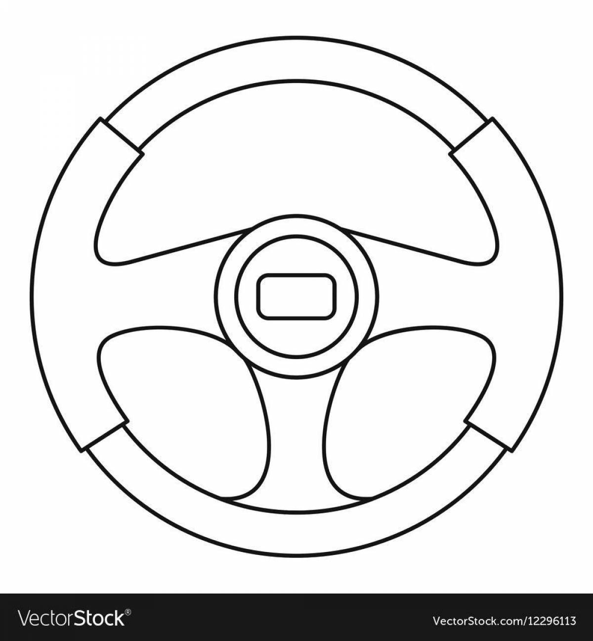 Colorful steering wheel coloring page