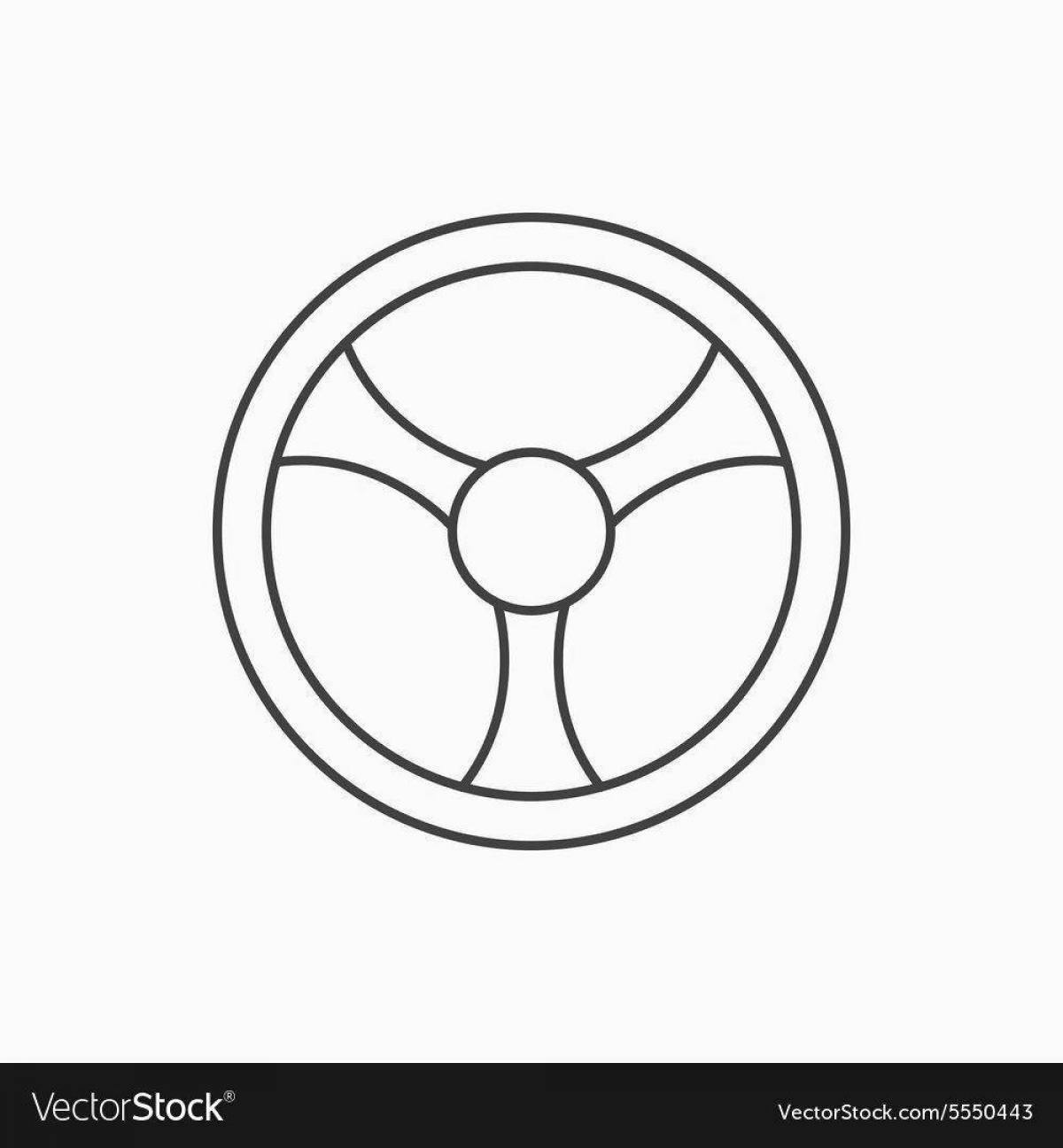 Coloring page funny steering wheel
