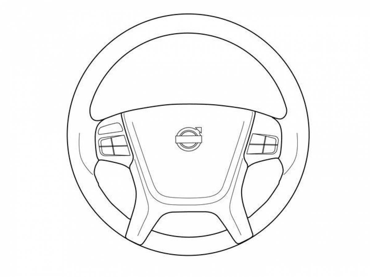 Playful steering wheel coloring page