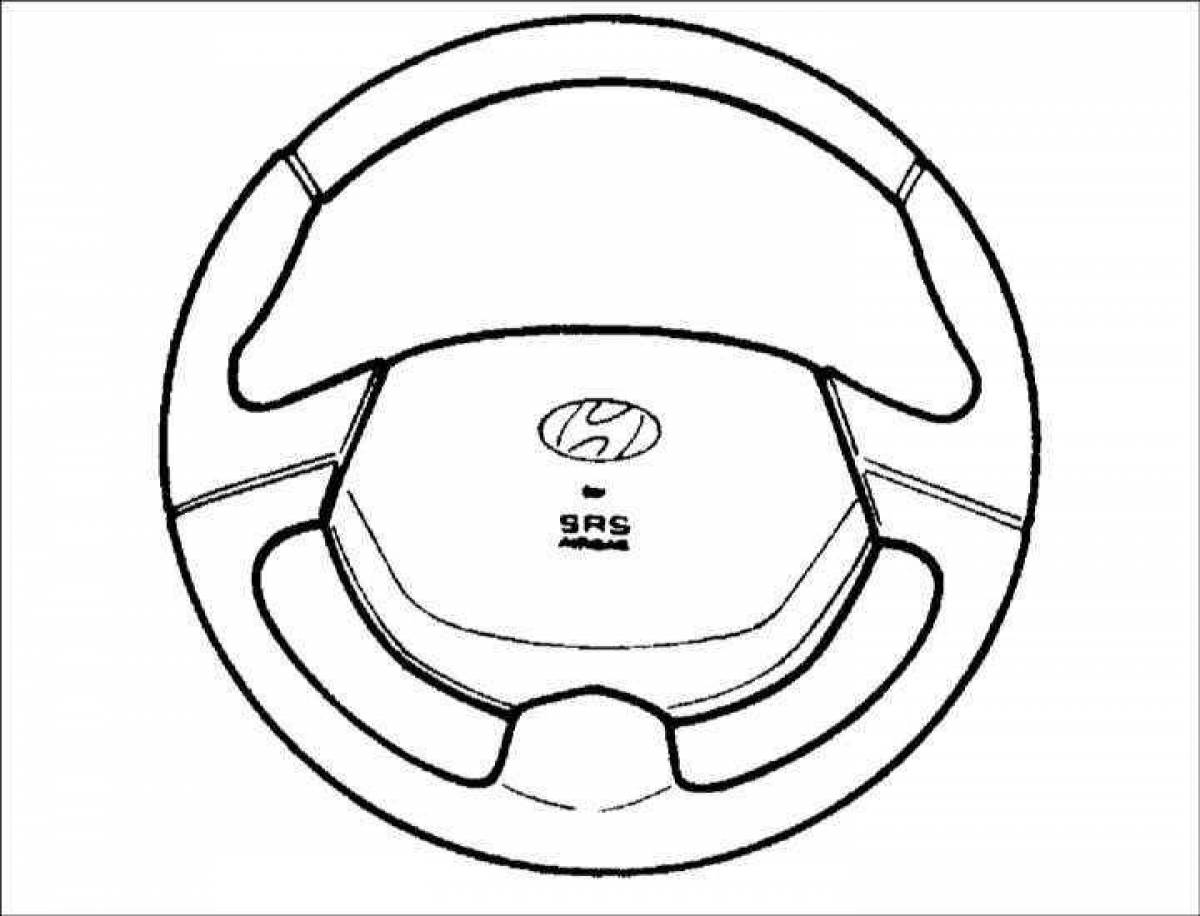 Charming steering wheel coloring page