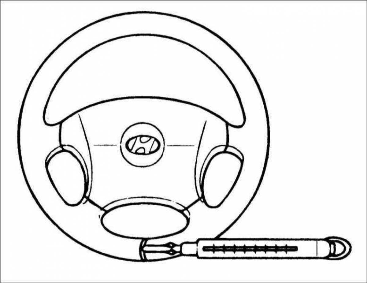Tempting steering wheel coloring page