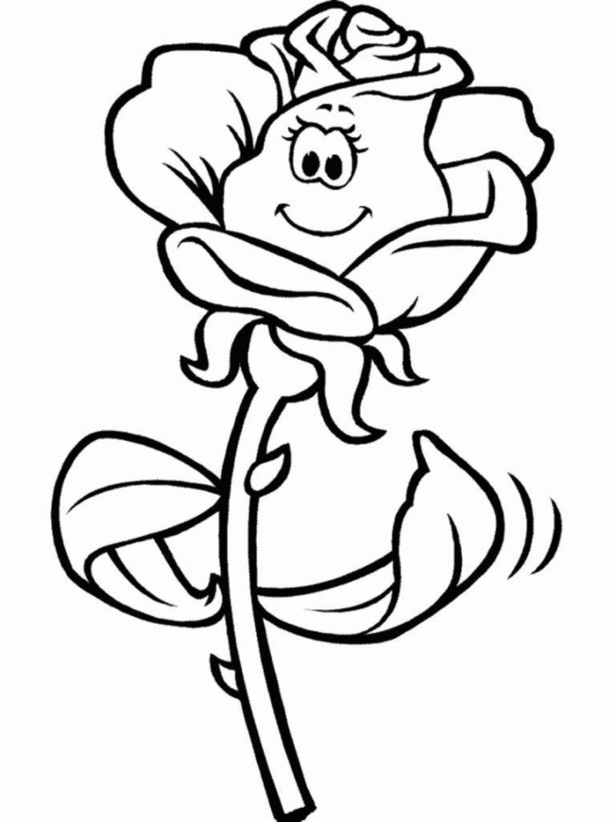 Fancy rose coloring page