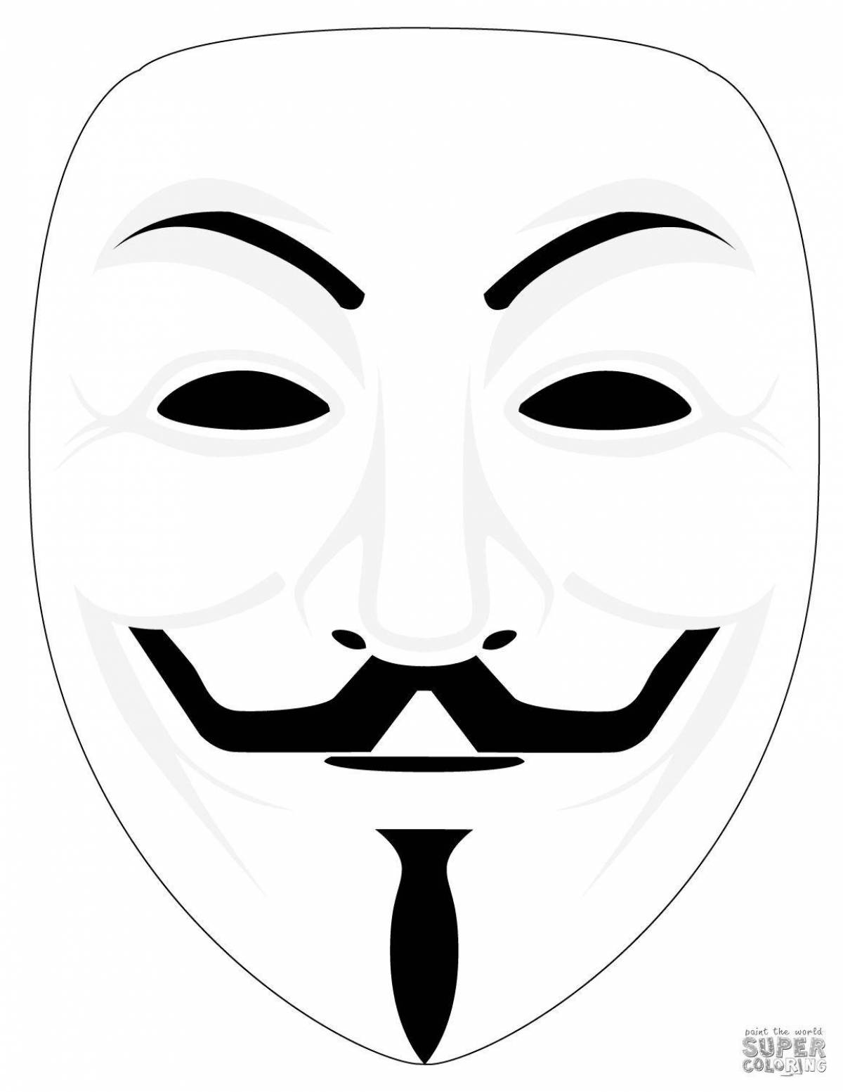 Coloring page joyful anonymous mask
