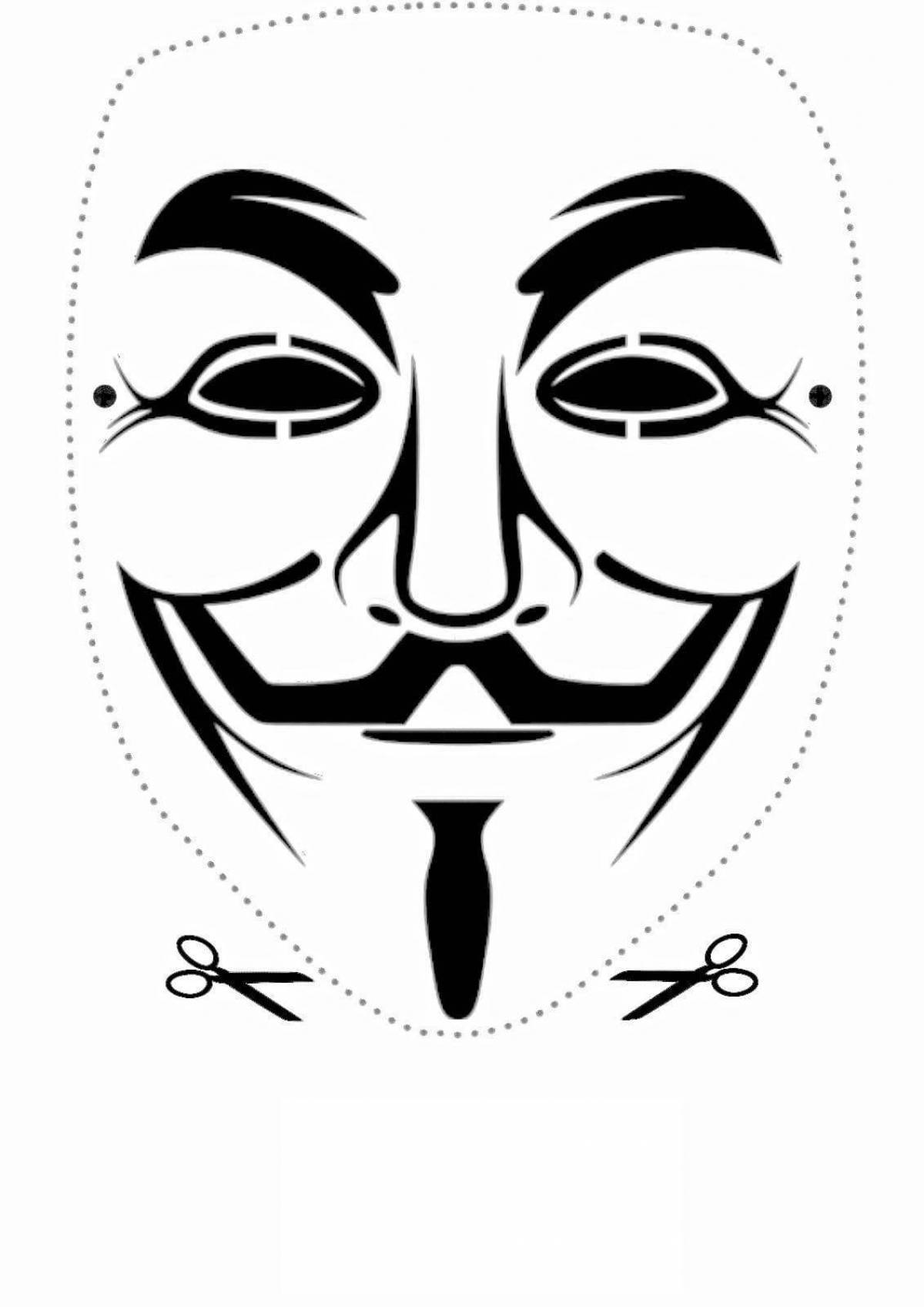 Anonymous mask playful coloring page