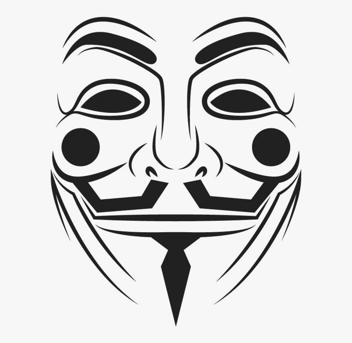 Anonymous mask fun coloring page