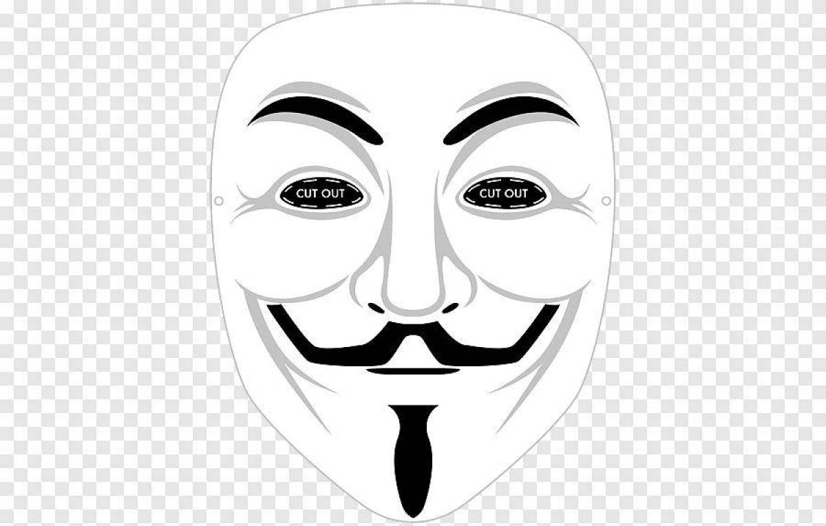 Coloring page charming anonymous mask