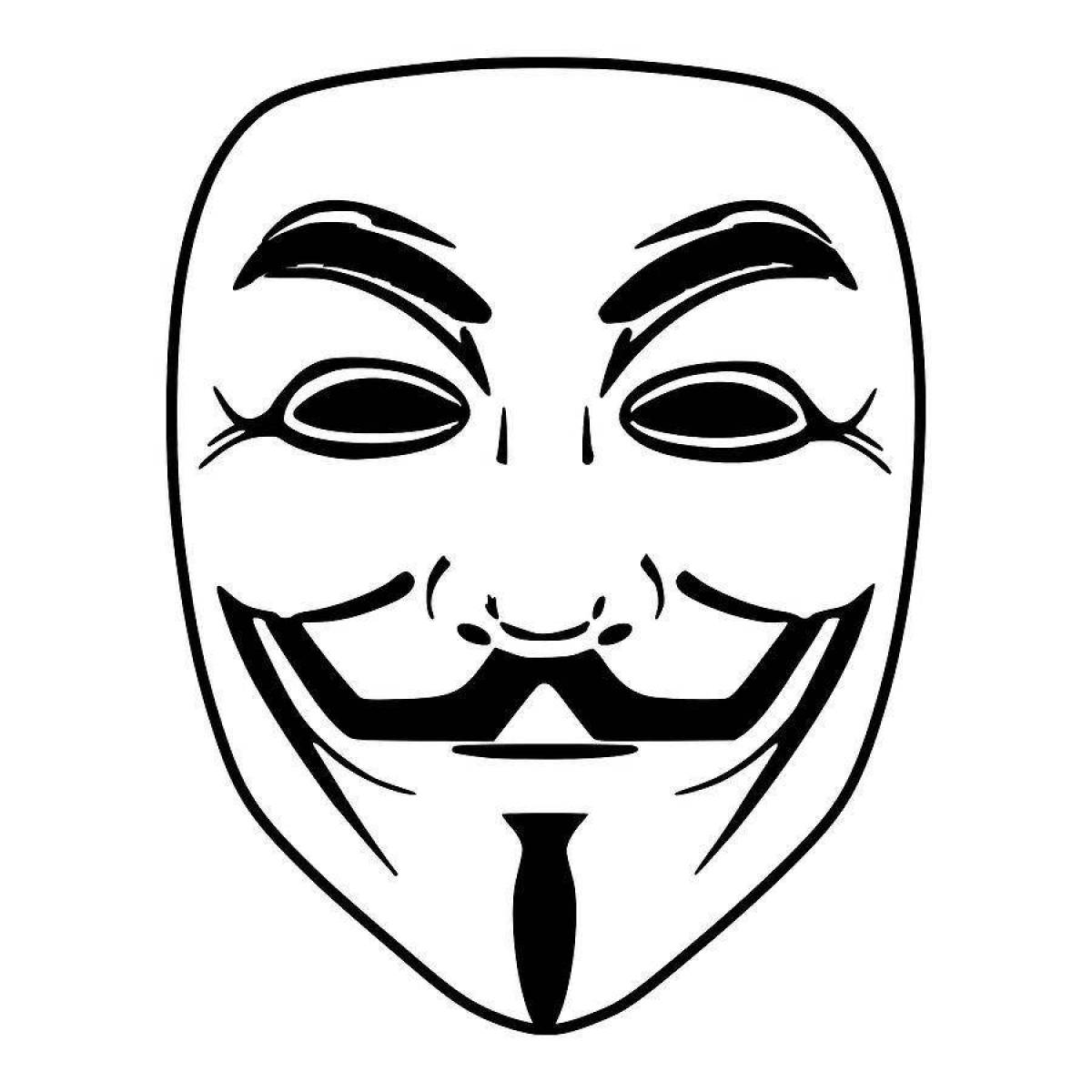 Coloring page stylish anonymous mask