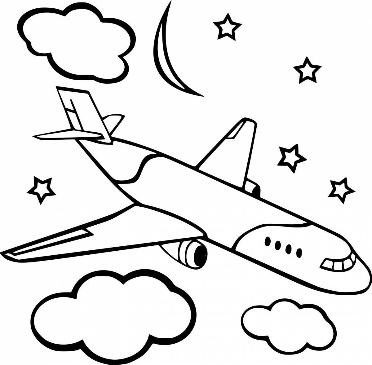 Playful airplane coloring page