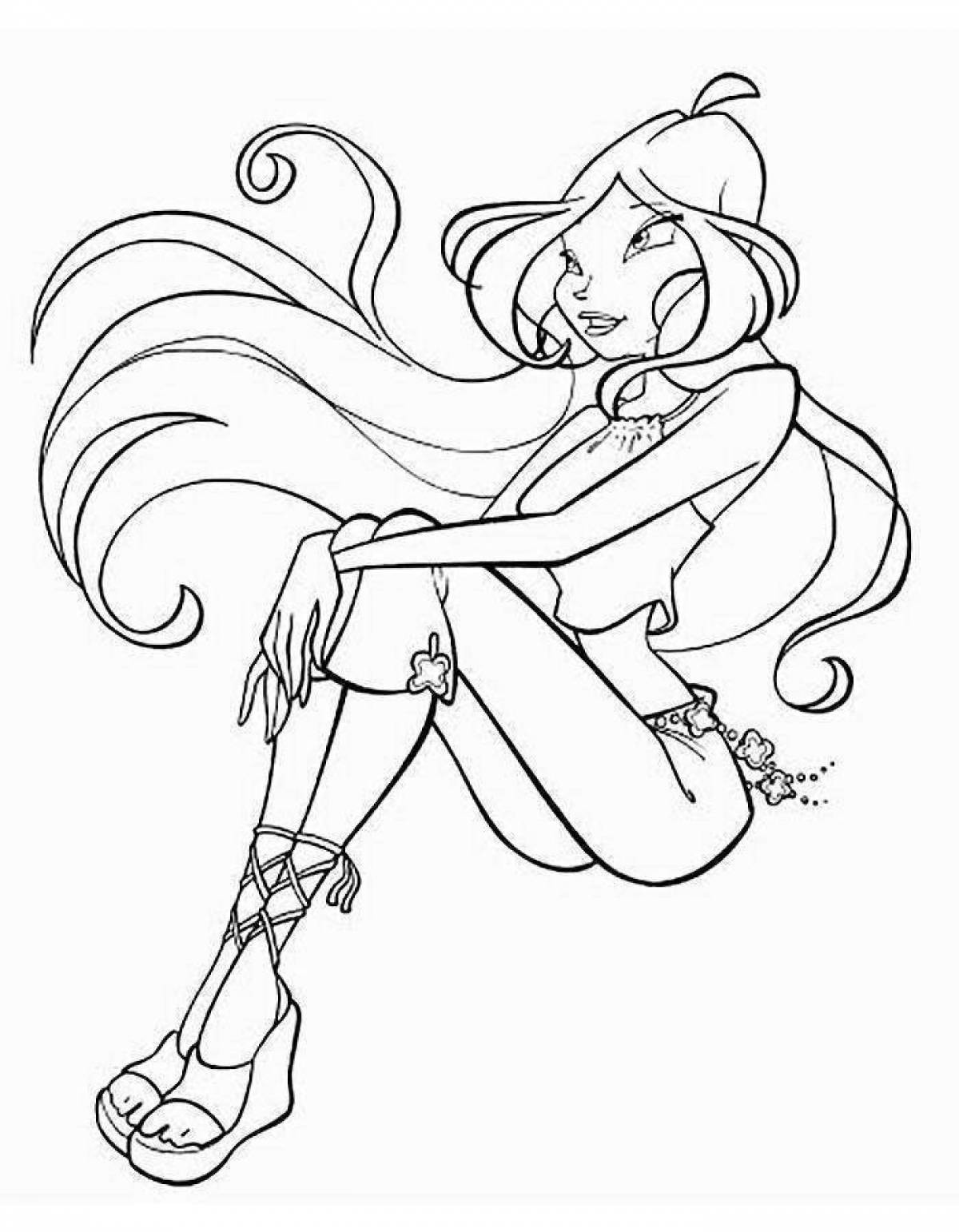Glowing flora winx coloring book