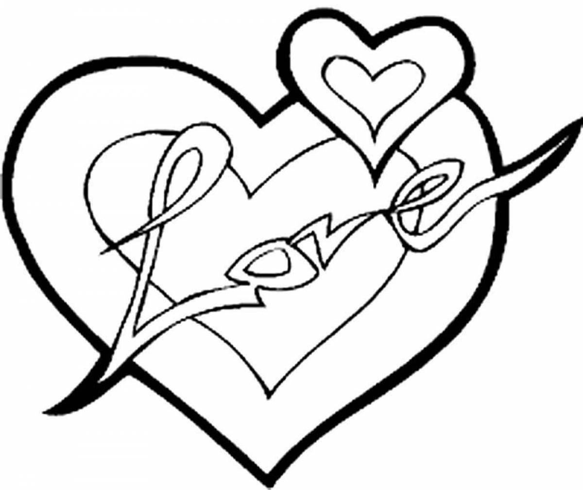 Exquisite heart coloring picture