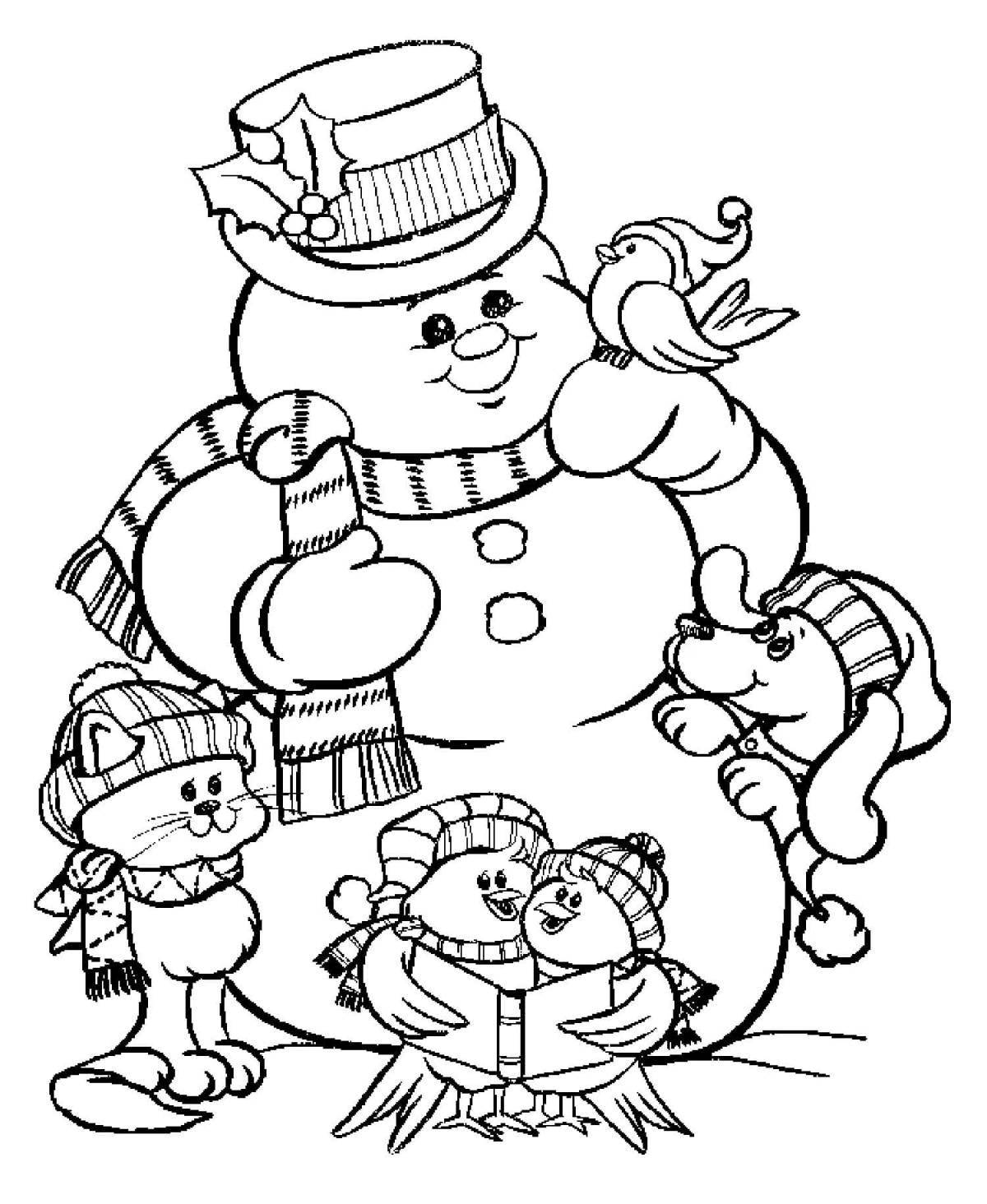 Holiday snowmen coloring page