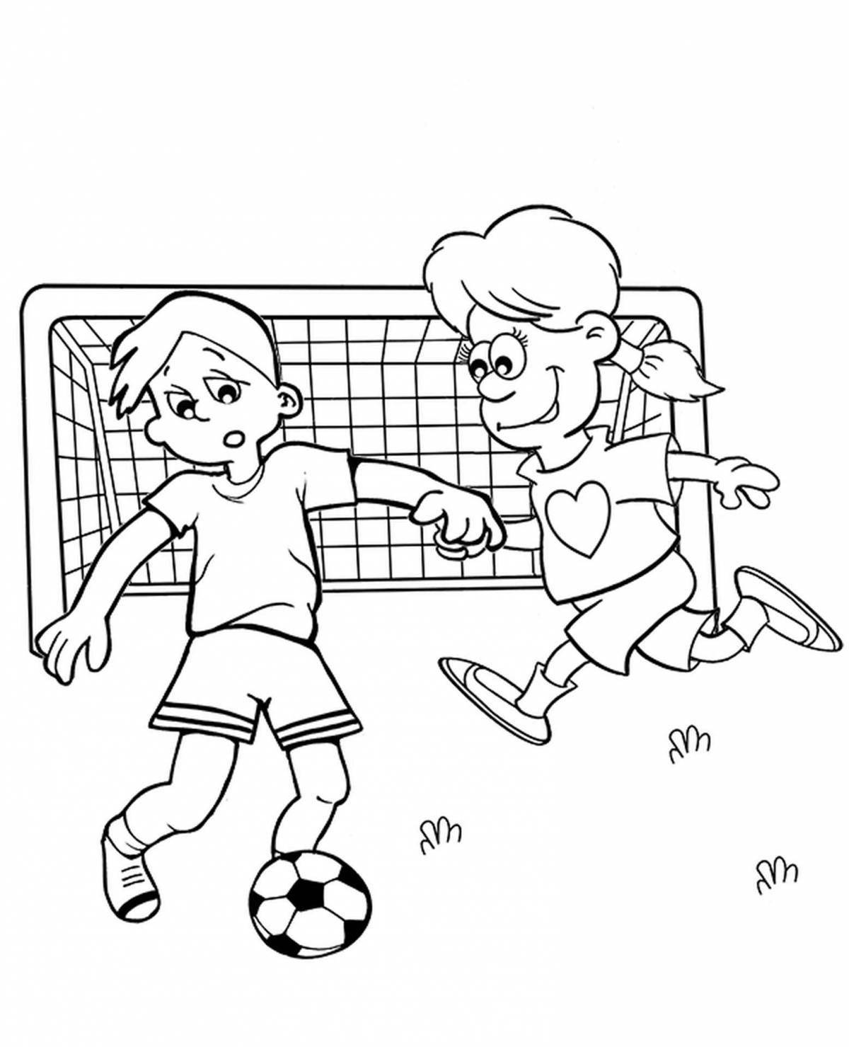 Игривая футбольная раскраска для детей