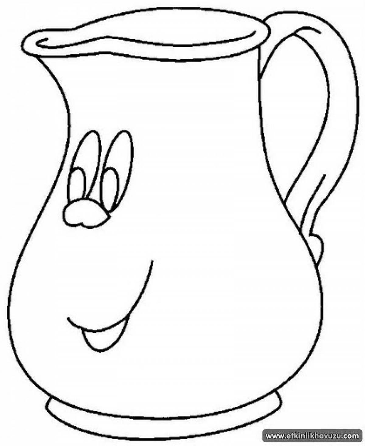 Colorful jug coloring page for kids