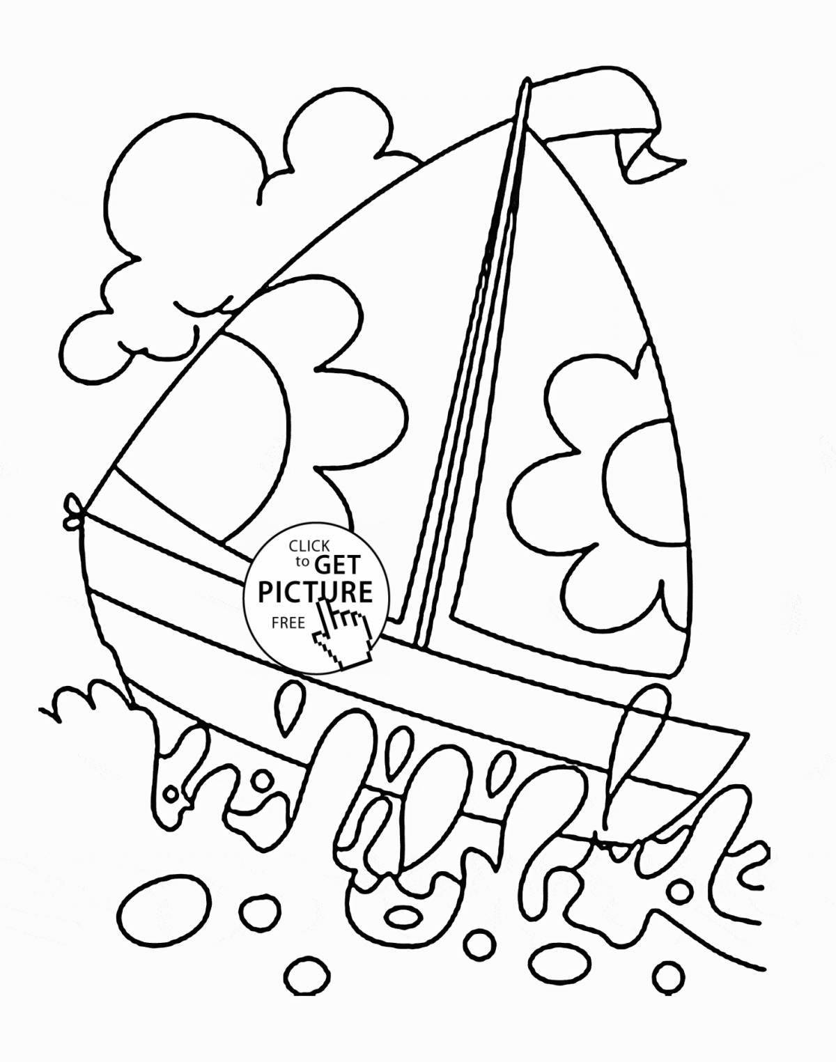 Colorful boat coloring page for kids
