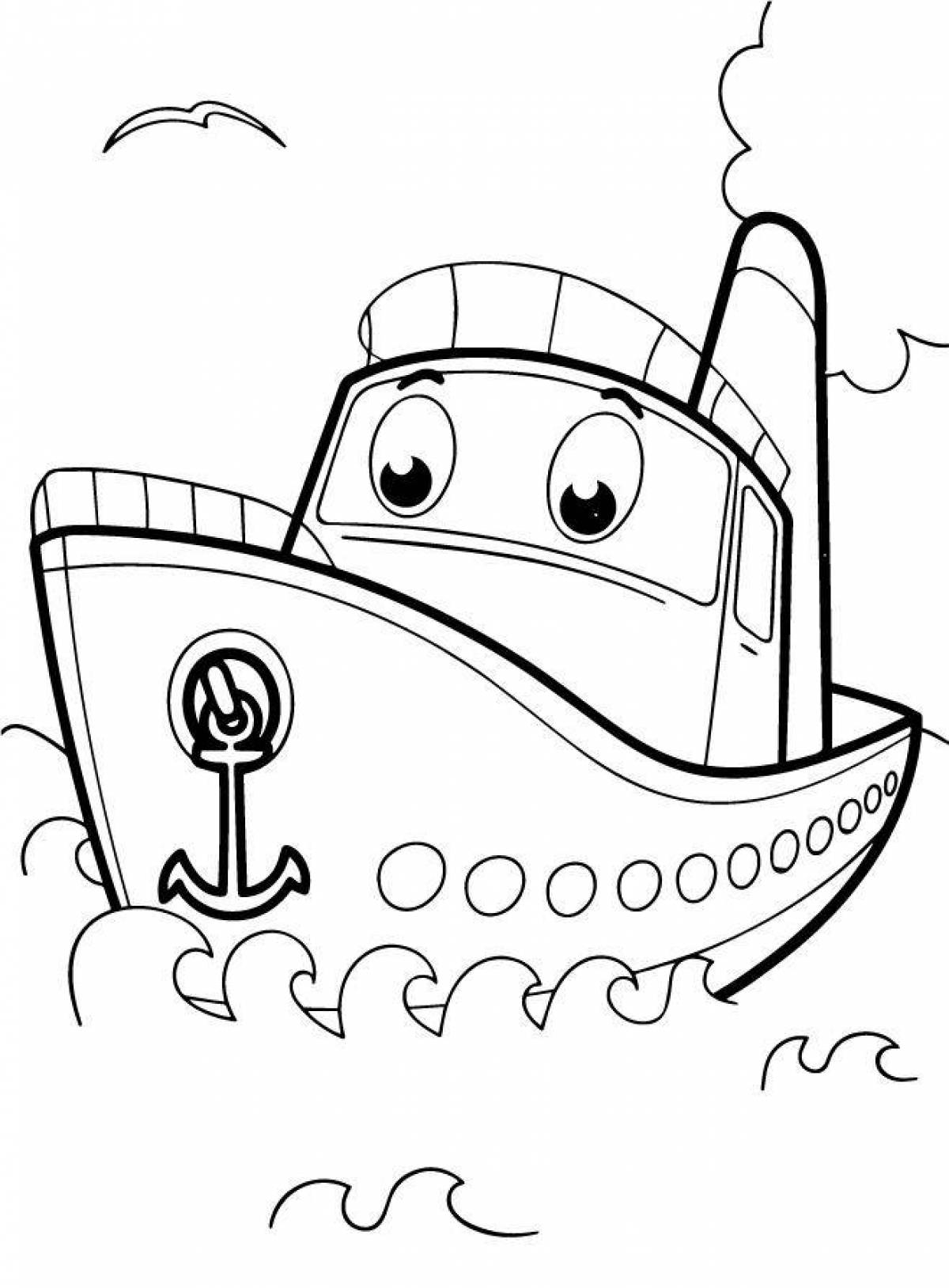 Fun boat coloring for kids