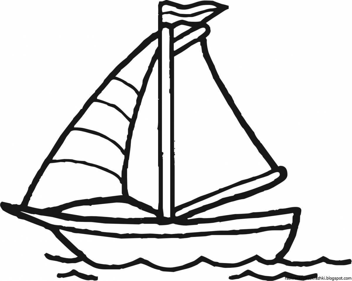 Shiny boat coloring for kids
